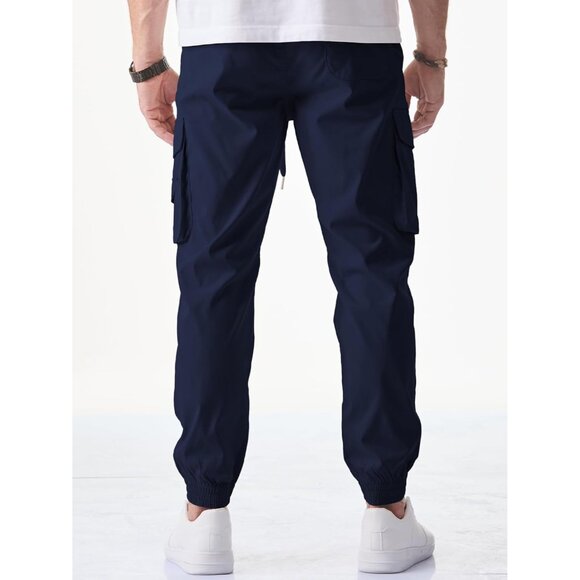 Men's Casual Cargo Joggers Pants Stretch Elastic Waist Drawstring Tapered Sweatp - Picture 2 of 9